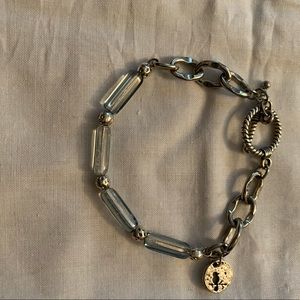 Silver and clear beaded bracelet